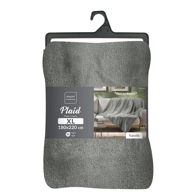 3574386087964 - Douceur D Interieur - Plaid Flanelle unie Flanou gris