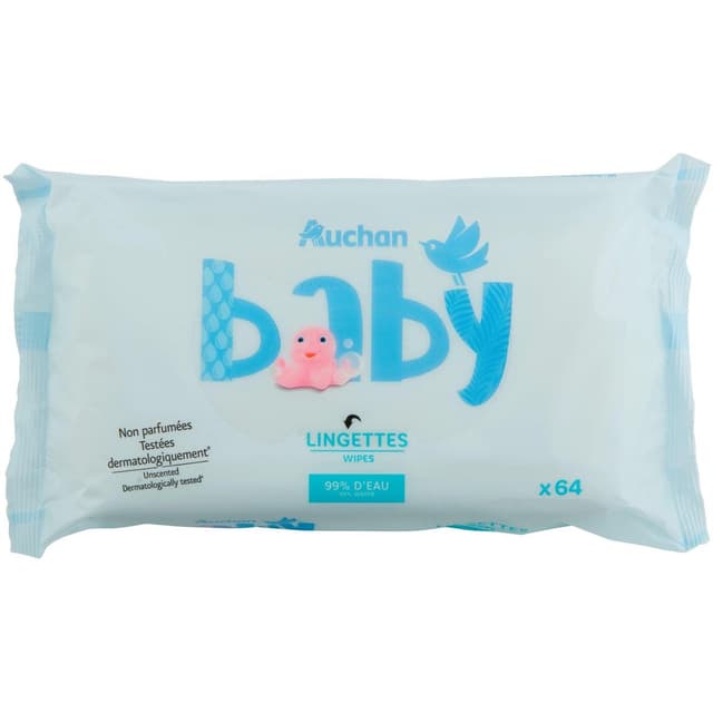 3596710520565 - Auchan Baby - Lingettes bébé à l'eau pure