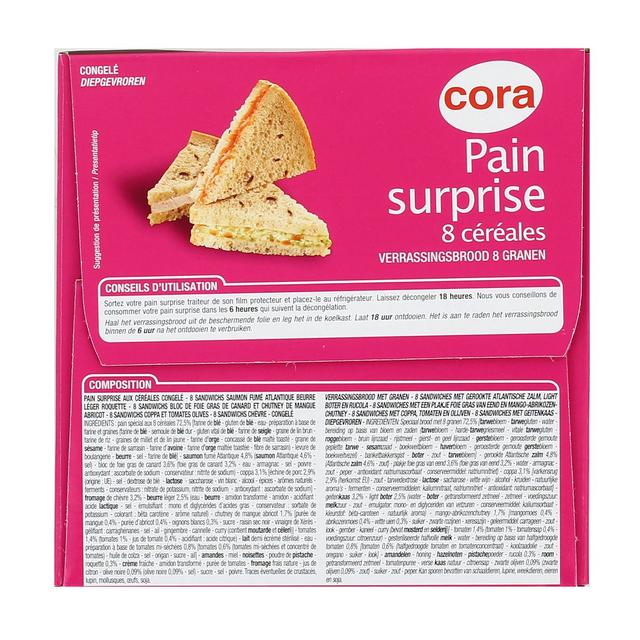 3257983131765 - Cora - Pain surprise aux 8 céréales- 32 sandwiches