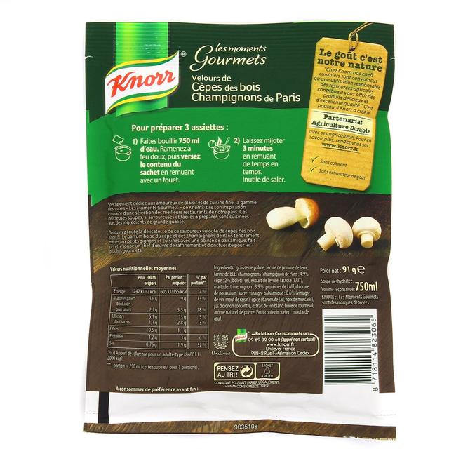 8718114823065 - Knorr - Soupe Velours de Cèpes des Bois et Champignons de Paris déshydratée