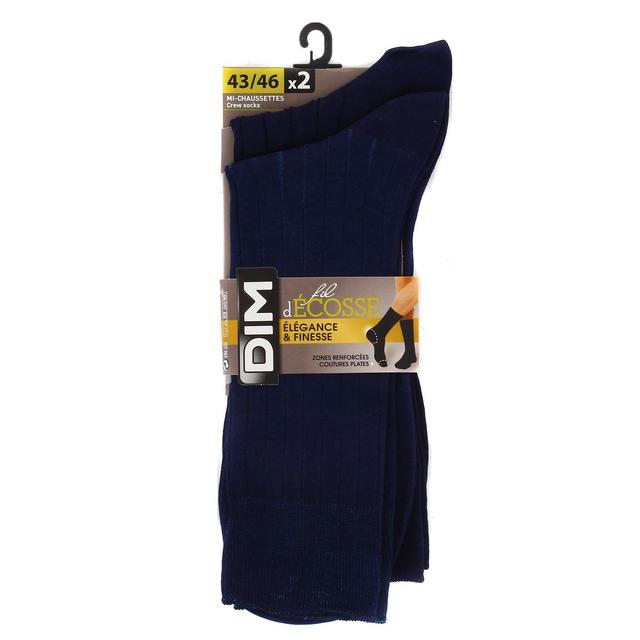 3610861284265 - Dim - 2 paires de mi-Chaussettes fil d'écosse Bleues