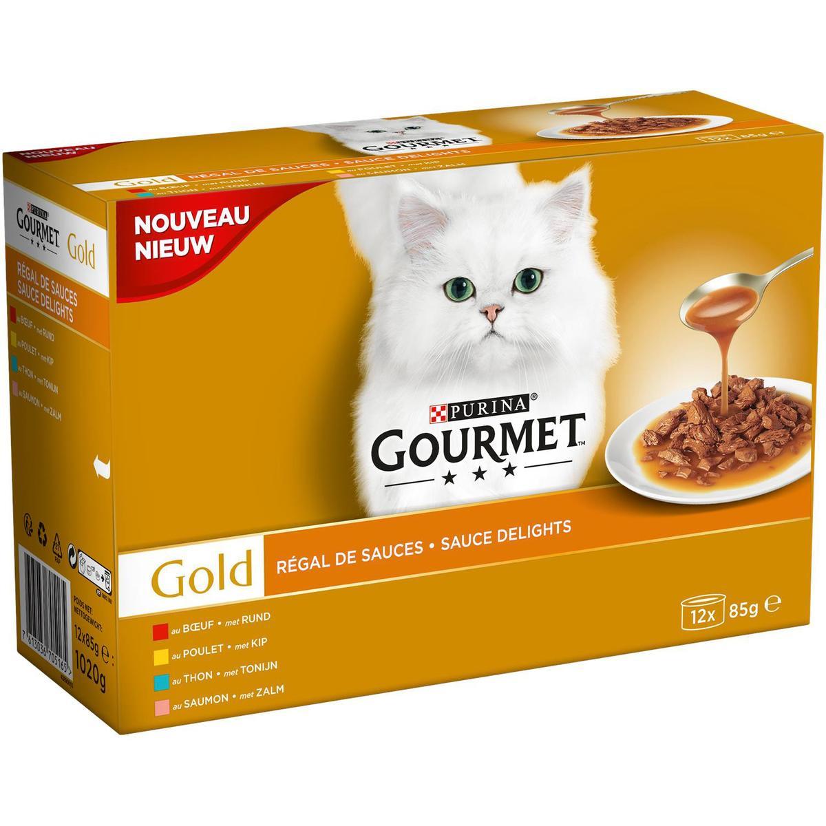7613036705165 - Purina - Gourmet Gold - Boites Régal de Sauce Boeuf, Poulet, Thon, Saumon pour chat adulte