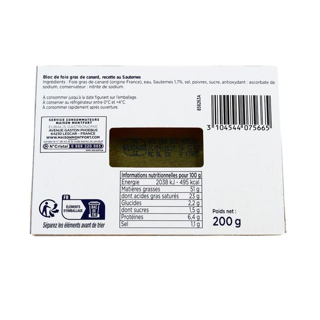 3104544075665 - Maison Montfort - Bloc de Foie Gras de Canard au Sauternes Excellence