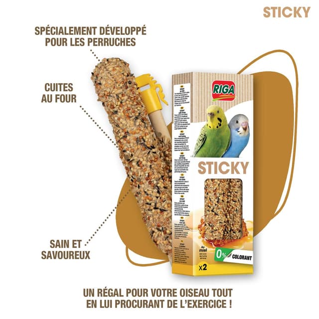 3166780759365 - Riga - Baguettes au miel pour perruches 60g