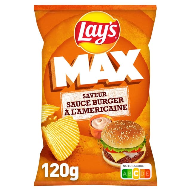 3168930155966 - Lays - Chips ondulées max saveur sauce burger à l'américaine