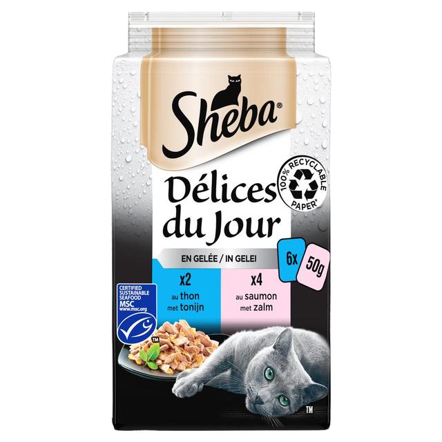 4770608256166 - Sheba - Délices du Jour - Sachets en Gelée Poissons Thon et Saumon MSC pour chat