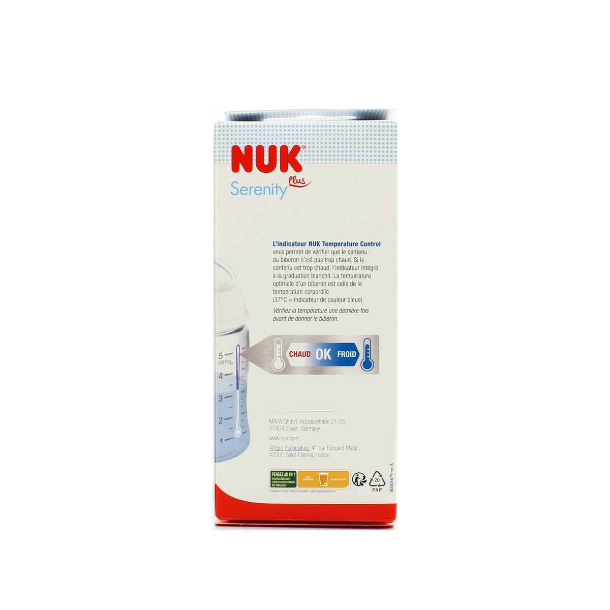 3159921228066 - Nuk - Biberon col large tétine silicone 0/6 mois