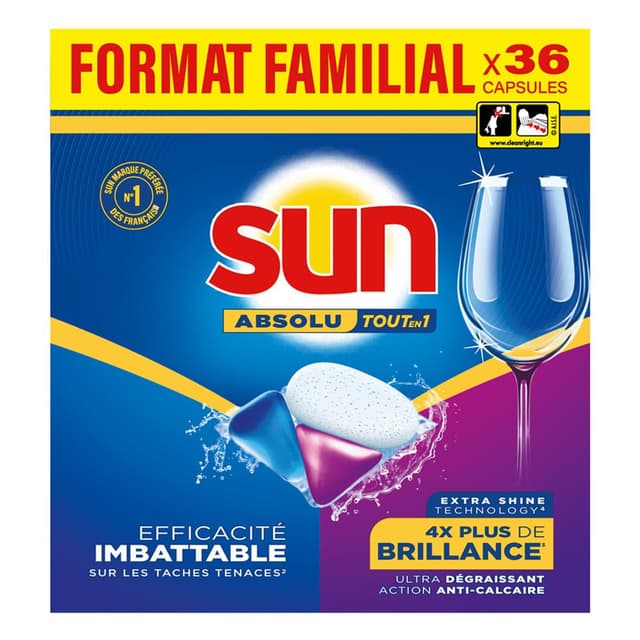 8720181668166 - Sun - Lave-Vaisselle Capsules Absolu Tout en 1 Brillance