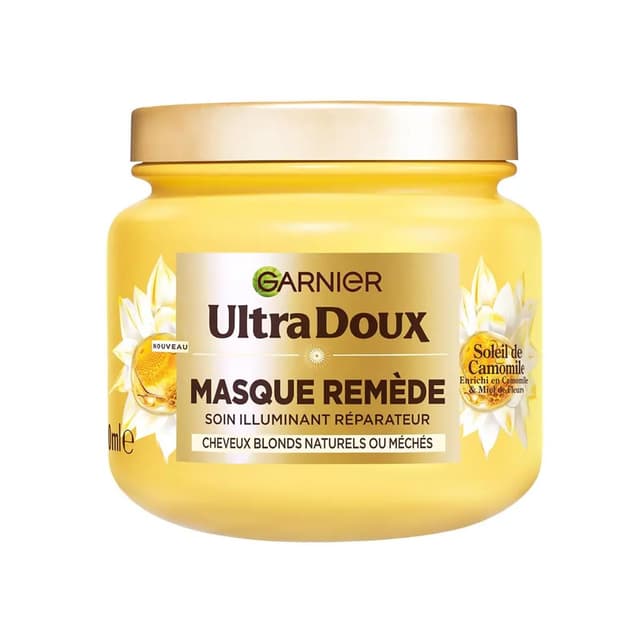 3600542628266 - Garnier - Ultra Doux - Masque cheveux remède illuminant réparateur camomille miel de fleurs