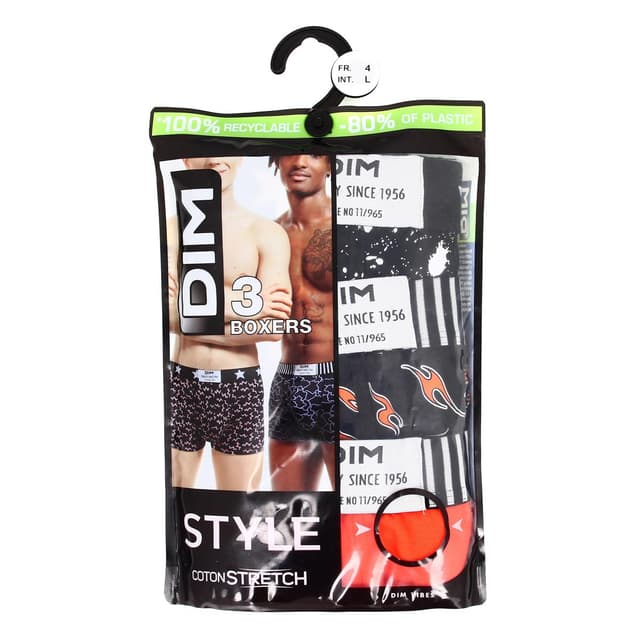 3610862758666 - Dim - Boxers homme coton stretch motifs marbre et flammes