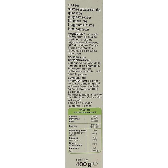 3596710519866 - Auchan BIO - Pâtes Coquillettes Bio