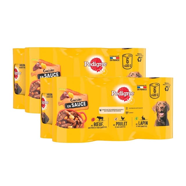 2050000420467 - Pedigree - Boîtes Pâtée en sauce 3 variétés pour chien adulte
