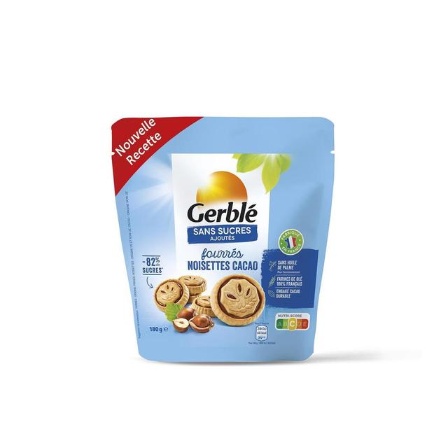 3175681281967 - Gerblé Sans Sucres Ajoutés - Biscuits Fourrés Noisette Cacao -82% de sucres en moins