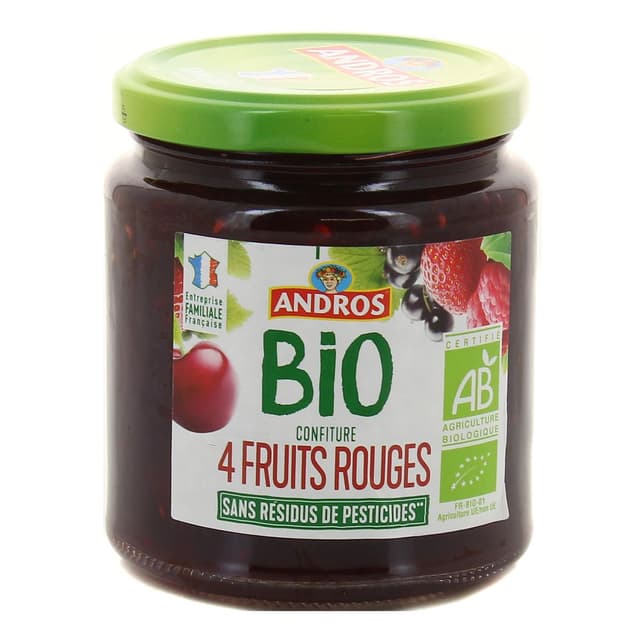 3608580942467 - Andros - Confiture 4 fruits rouges bio sans résidus de pesticides