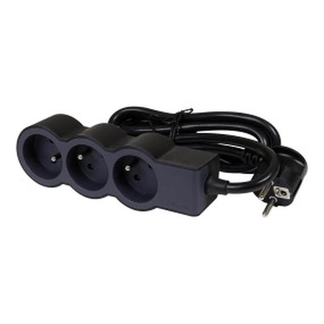 3414971943667 - Legrand - Rallonge multiprise extra-plate 3 prises - noir et gris foncé 