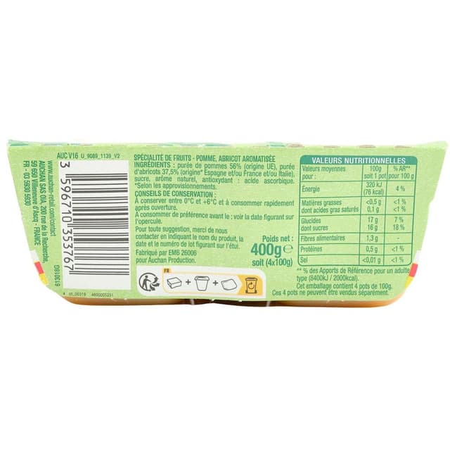 3596710353767 - Auchan - Compote pomme abricot