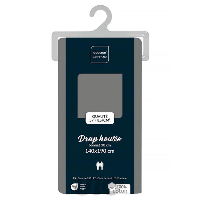 3574386445467 - Douceur D Interieur - Drap housse uni anthracite