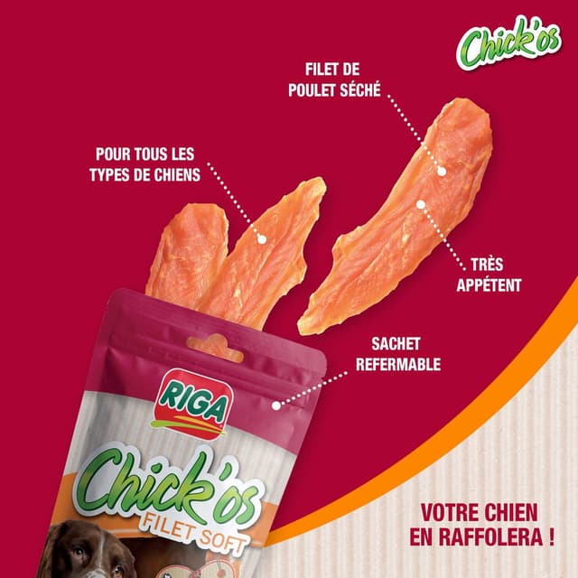3166780046267 - Riga Chick'Os - Filets de Poulet Soft - Friandise Récompense pour chien x3