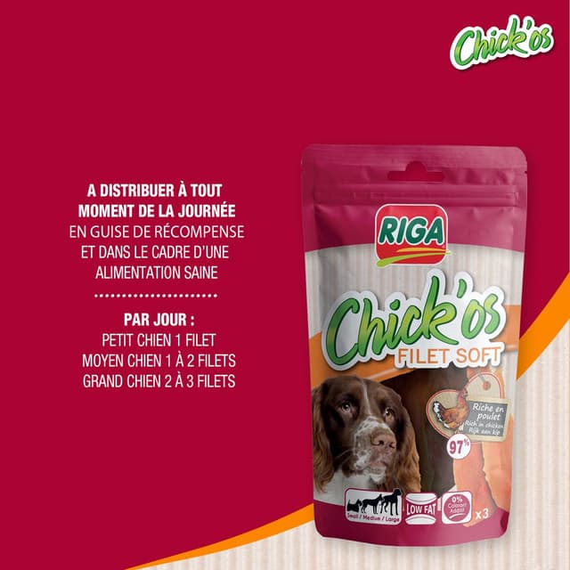 3166780046267 - Riga Chick'Os - Filets de Poulet Soft - Friandise Récompense pour chien x3
