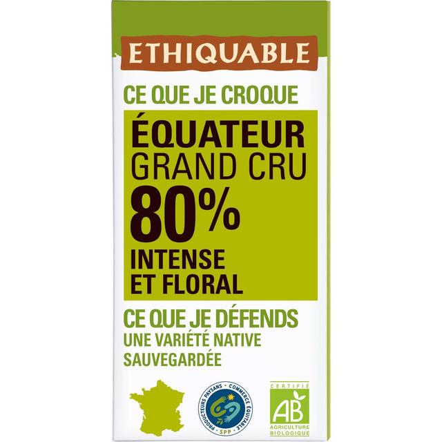 3760091726667 - Ethiquable - Commerce Equitable - Chocolat Noir 80% cacao Bio d'Equateur