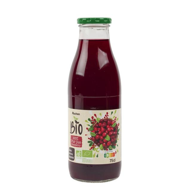 3596710487967 - Auchan BIO - Pur jus cranberry bio sans sucres ajoutés