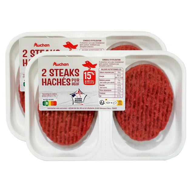 2050000411168 - Auchan - Steaks Hachés Pur Boeuf 15%MG