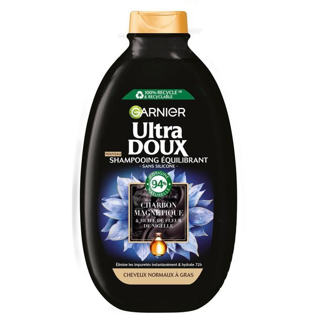 3600542571968 - Ultra Doux - Shampooing Équilibrant Charbon Magnétique & Huile de Fleur de Nigelle
