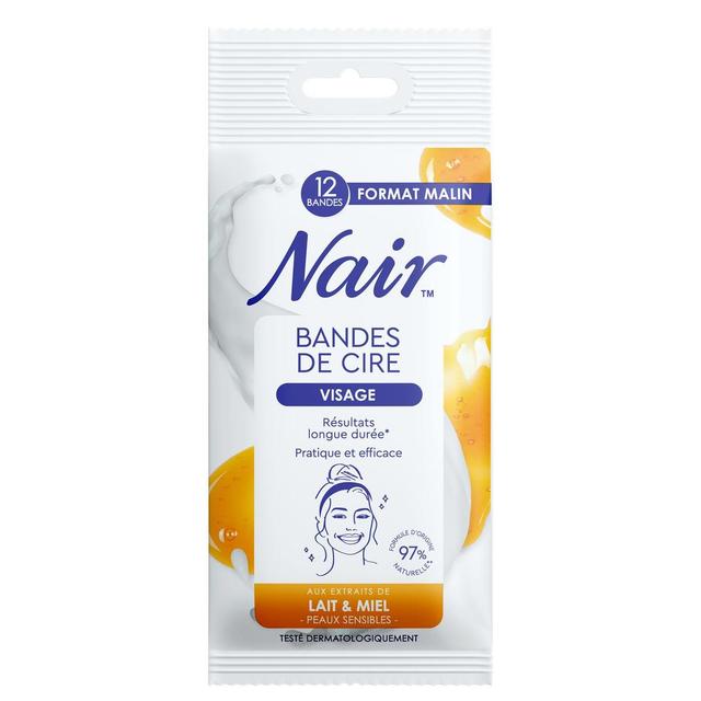 3331300002768 - Nair - Bande de cire visage à l'extrait de lait et miel pour peaux sensibles