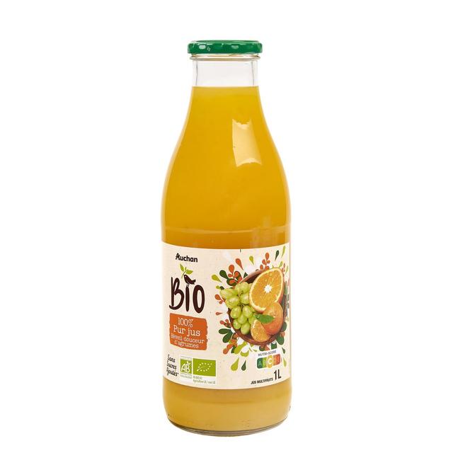 3596710473168 - Auchan BIO - Pur jus réveil douceur agrumes bio sans sucres ajoutés