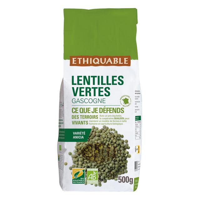 3760091726568 - Ethiquable - Commerce Equitable - Lentilles vertes Variété Anicia Bio de Gascogne ou Bourgogne
