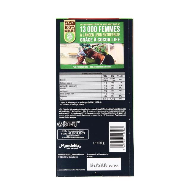 7622201517168 - Côte d'Or - Chocolat noir 70% noisettes et amandes caramélisées