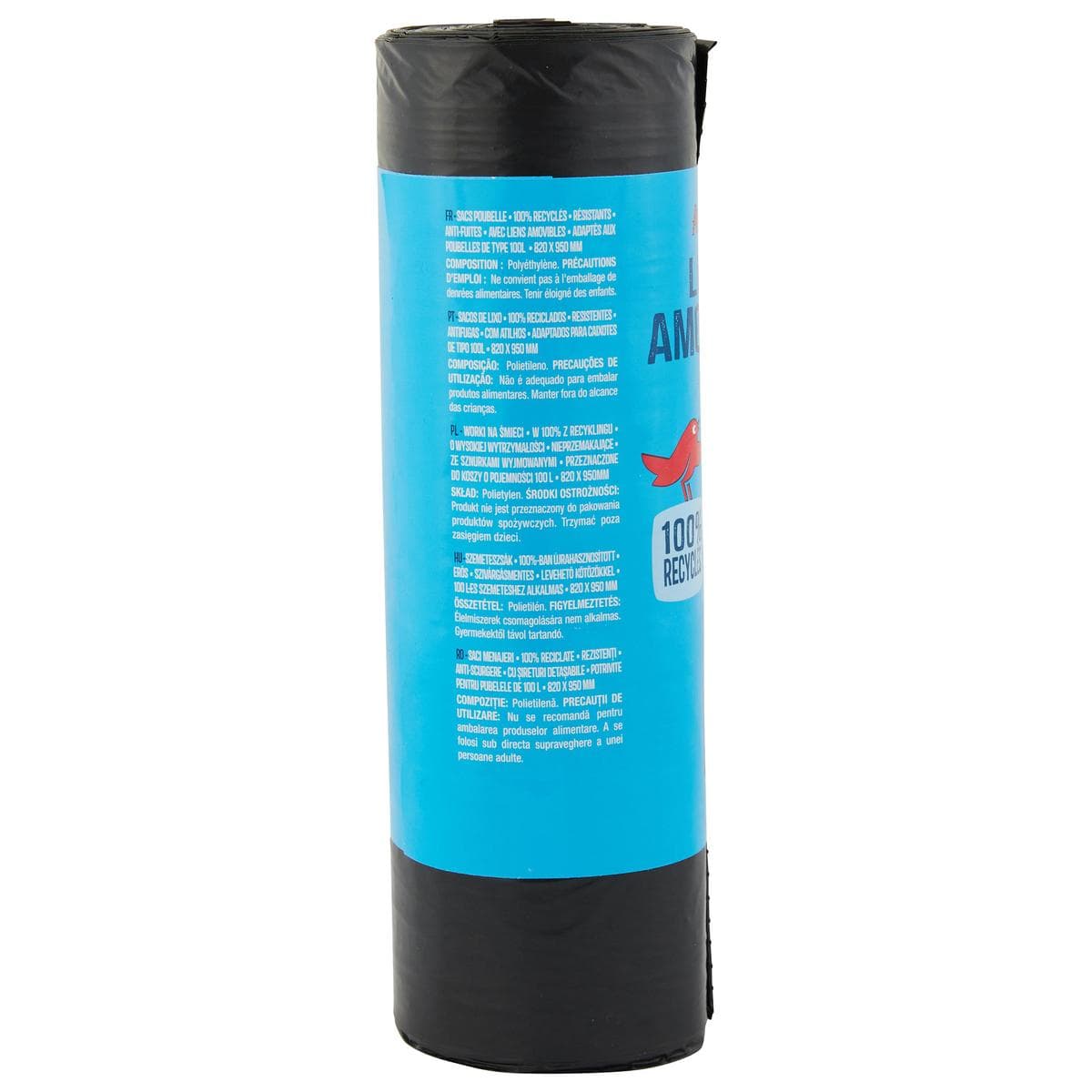 Acheter Auchan Sacs poubelle à liens amovibles 100L, 10 sacs poubelles