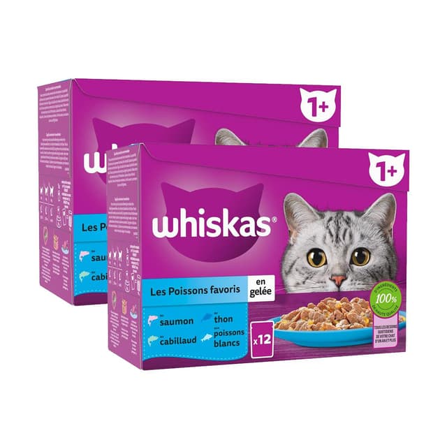 2050000420269 - Whiskas - Sachets en Gelée Poissons Favoris 4 variétés pour chat adulte
