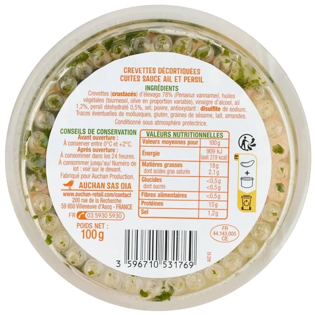 3596710531769 - Auchan - Crevettes Ail et Persil