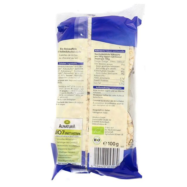 4104420053069 - Alnatura - Galettes de riz au chocolat au lait bio sans gluten