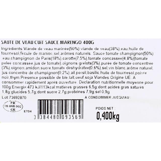 3384480093569 - Tendriade - Sauté de Veau Marengo