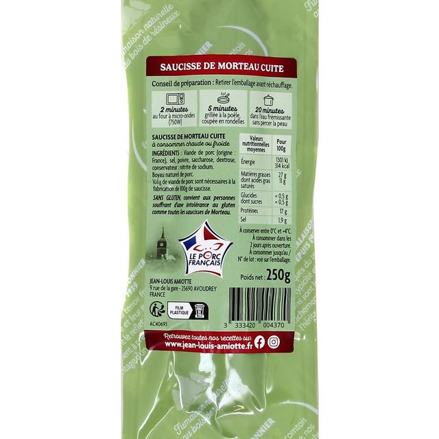 3333420004370 - Jean-Louis Amiotte - Saucisse de Morteau IGP Cuite