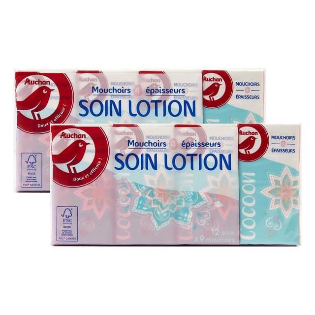 2050000416170 - Auchan - Paquets de mouchoirs ultra doux 4 épaisseurs