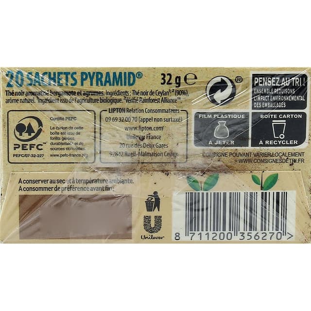 8711200356270 - Lipton - Thé noir bio russian earl grey