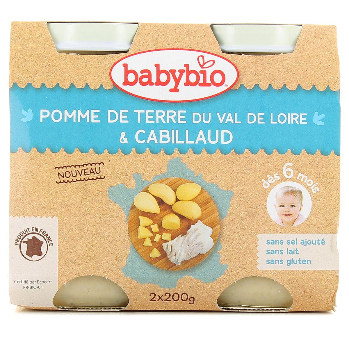 Babybio - Pommes de terre du Val de Loire et Cabillaud Bio Pot Bébé Dès 6 mois