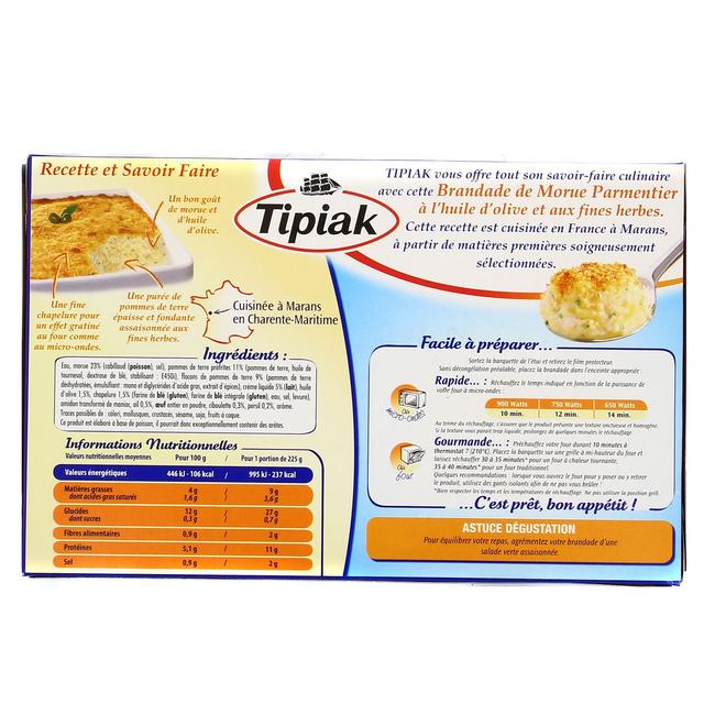 3165440301371 - Tipiak - Brandade de Morue Parmentier à l'huile d'olive et aux fines herbes