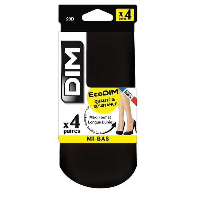 3040523751871 - Dim - 4 Paires de mi-bas EcoDim Qualité et Résistance Noir 28D