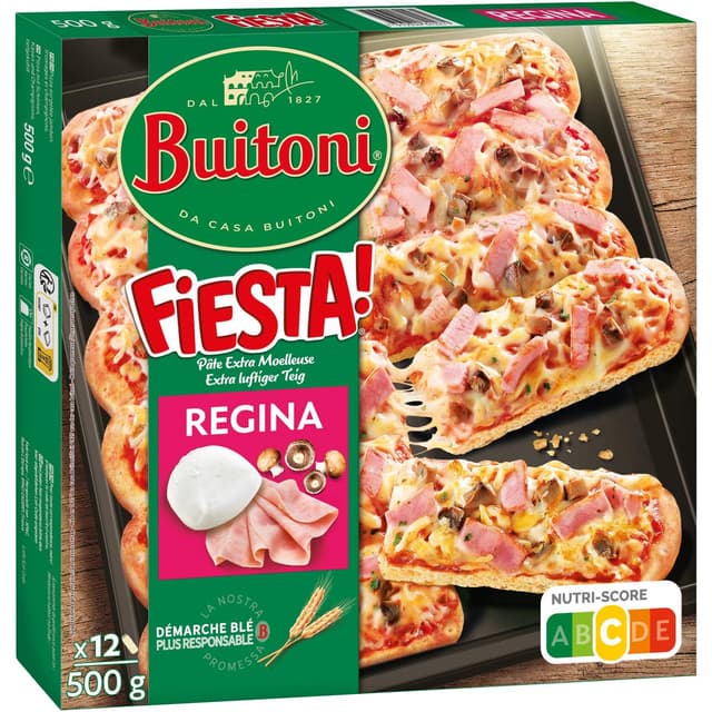 7613034642271 - Buitoni Fiesta - Pizza Regina Jambon fromage champignons et sa pâte extra moelleuse
