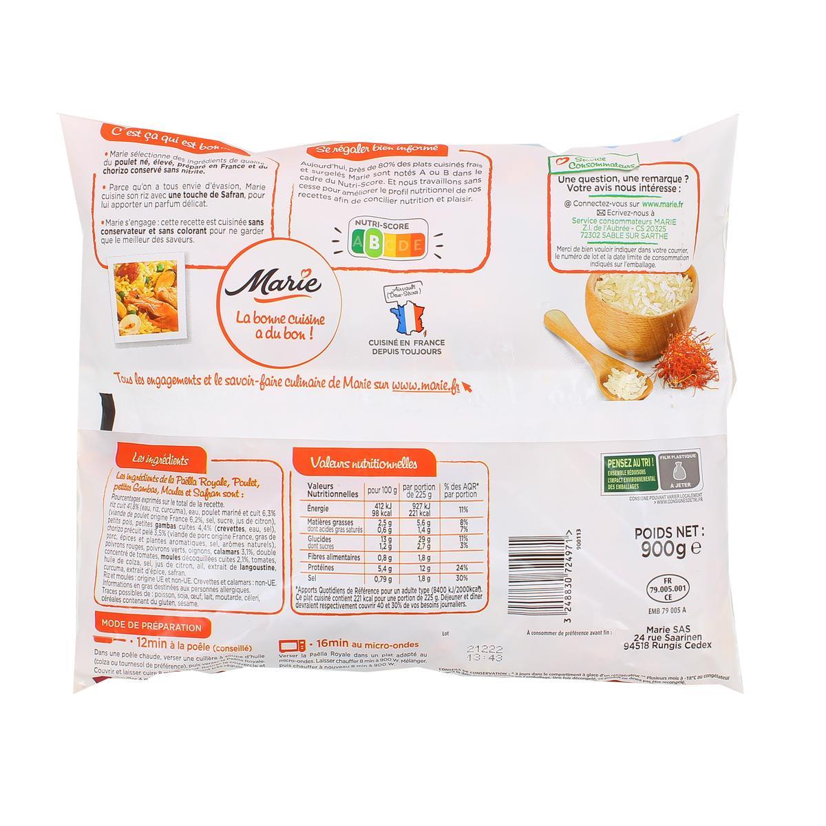 3248830724971 - Marie - Paella royale petites gambas et safran avec du riz cuisiné au safran