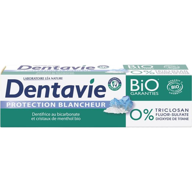 3517360018271 - Dentavie - Dentifrice protection blancheur, bicarbonate et cristaux de menthol bio