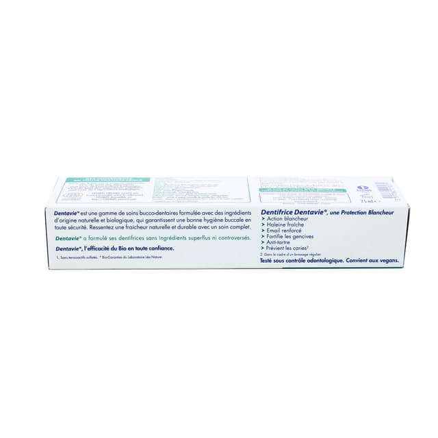3517360018271 - Dentavie - Dentifrice protection blancheur, bicarbonate et cristaux de menthol bio