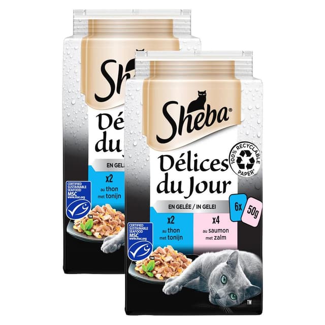 2050000418471 - Sheba - Délices du Jour - Sachets en Gelée Poissons Thon et Saumon MSC pour chat
