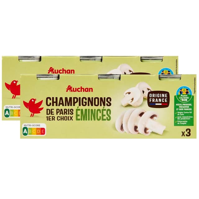3596710356669 - Auchan - Champignons de Paris émincés 1er choix en conserve