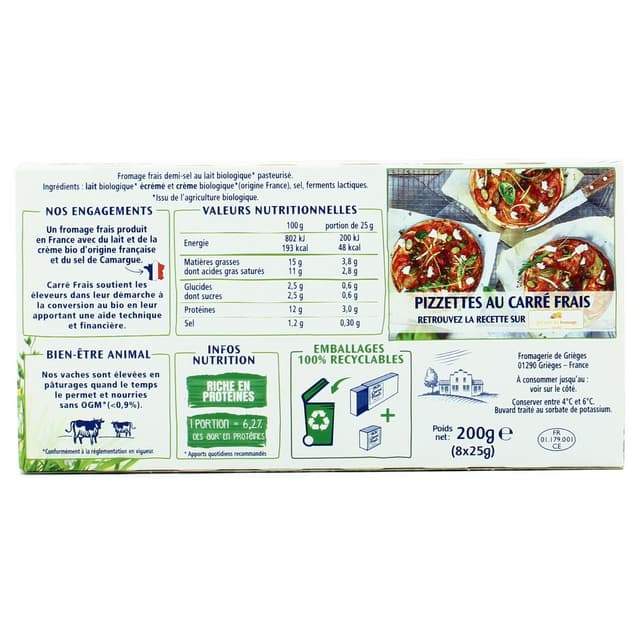 3480341000872 - Carré Frais - Fromage frais bio