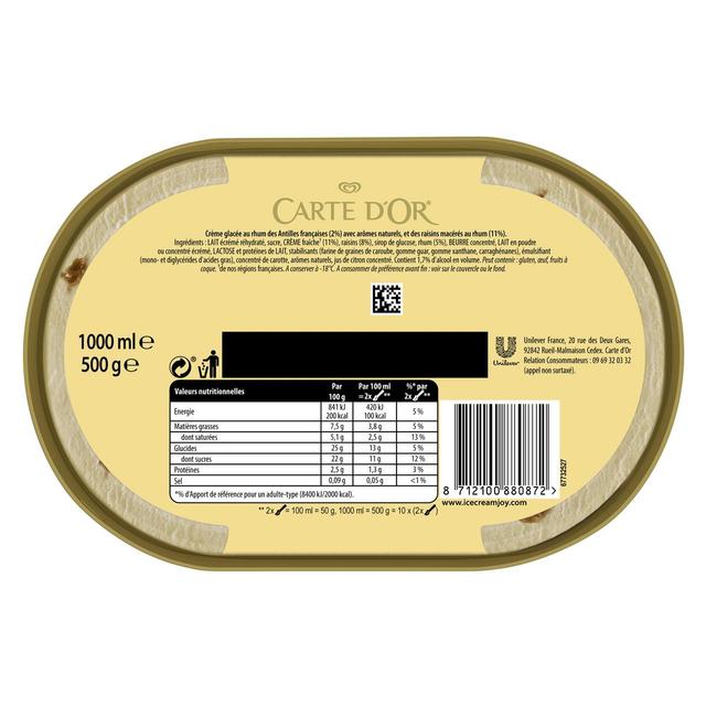 8712100880872 - Carte d'Or - Crème glacée Rhum Raisins 1 litre